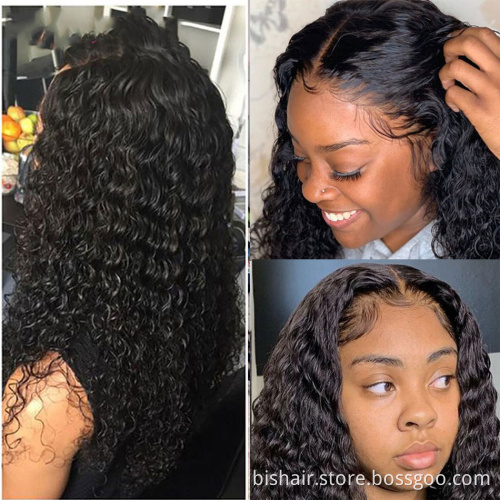 Unprocessed Brazilian Virgin Human Hair Lace Wig Vendor Wholesale Full Transparent HD Lace Front Closure 4x4 Loose Deep Wave Wig